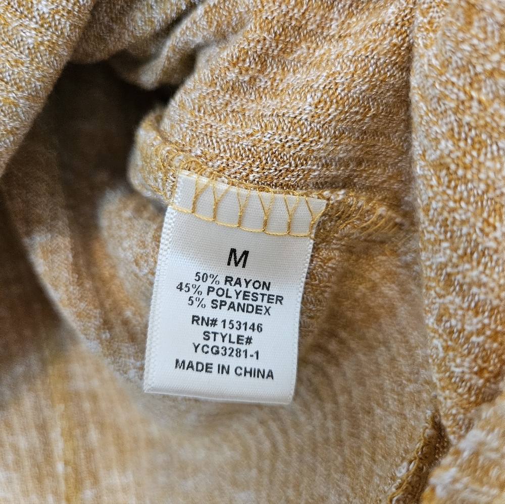 Good Luck Gem Yellow Gold Ribbed Balloon Sleeve Top M - Picture 5 of 6